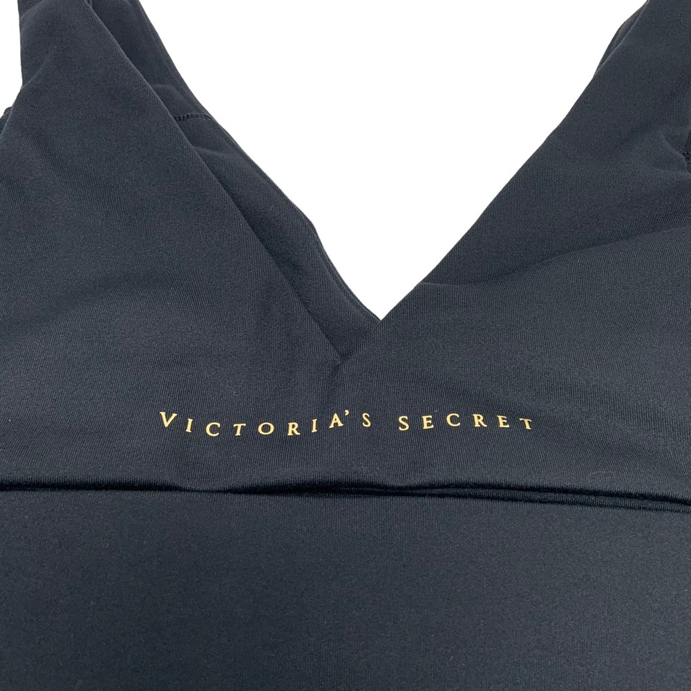 Victoria’s Secret Womens V Neck Sports Bra Size XL Black Back Cutout Activewear - Picture 3 of 8